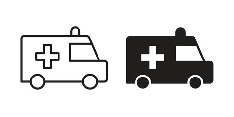 Ambulance icon in filled, thin line, stroke style for website and apps