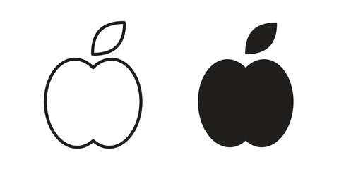 Apple icon in filled, thin line, stroke style for website and apps