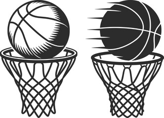 Basketball Hoop and Ball Vector Illustration, Slam Dunk Sports Design.