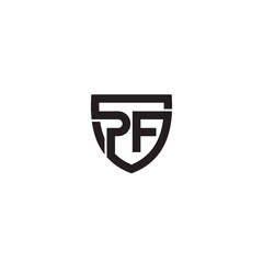 Shield and Letter PF logo or icon design
