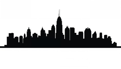 Fototapeta premium Silhouette of a city skyline against a white background, ideal for business travel and tourism themes