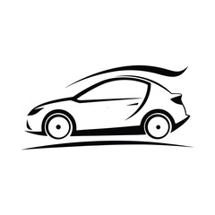 Stylized Black Silhouette of a Modern Car automobile