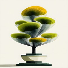 Minimal bonsai tree line art illustration with fine black contour lines and elegant proportions, isolated on clean white background, perfect for zen, Japanese art, or nature branding