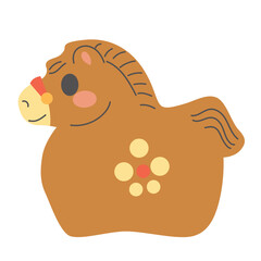 Cartoon vector illustration of a horse character celebrating Chinese New Year isolated on white background. Clip art for Asian festivals, zodiac design, holiday decorations and cultural greeting cards