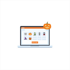Halloween Online Shopping Laptop Vector