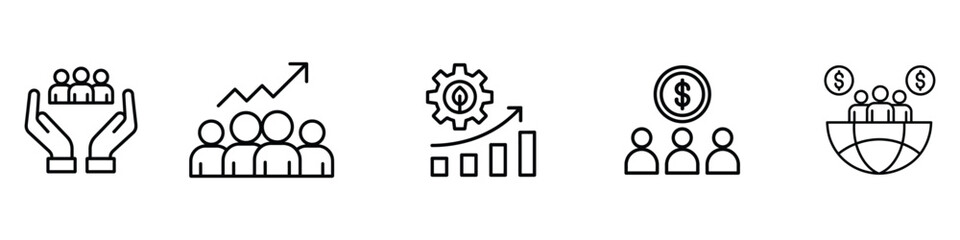 Impact Economy banner web icon set vector. community, inclusive, development, shared value, and social capital symbol. vector illustration.