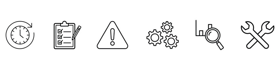 Incident management banner web icon set vector. incident, process, detection, analysis, initial support, restore, and reporting symbol. vector illustration.