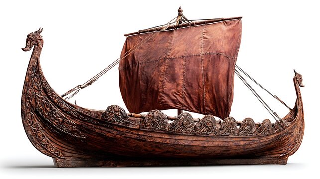 antique Viking ship isolated on white background - Powered by Adobe