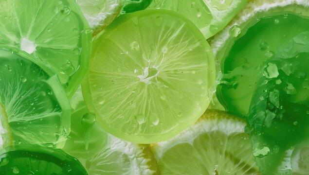 Close-up of green jelly segments, fiber-dense choice