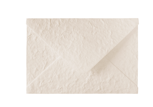 Close empty textured paper envelope mock up a isolated transparent background, ready communication your for message