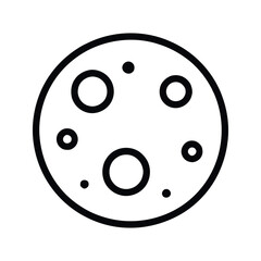 Simple Circular Icon of a Celestial Body with Craters in Black and White