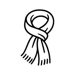 Minimalist Outline of a Tied Scarf with Decorative Fringe