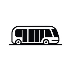 Isolated Minimalist Icon of Autonomous Vehicle Shuttle on Plain Background