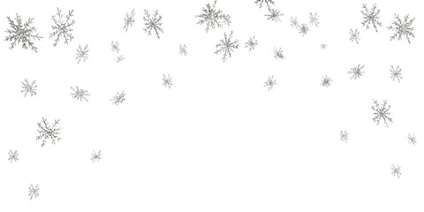 Snowflakes, flying snow, winter banner, postcard, website. Silver foil Frame on png transparent background. PNG Silver wave dust. Silver sparkle splatter border. Premium design,wedding,vip template. © AnaNas