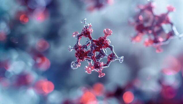 Abstract medical wallpaper, showcasing a 3D illustration of nano molecules, emphasizing scientific innovation in laboratory research