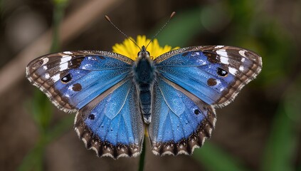 Obraz premium A colorful butterfly adorned with distinct wing spots captivates with its charm.