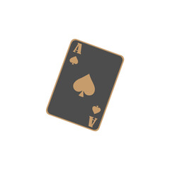 Ace of spades playing card isolated on white background