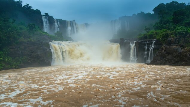 Khone Phapheng Falls Amidst Turbulent Waters, erosion risk