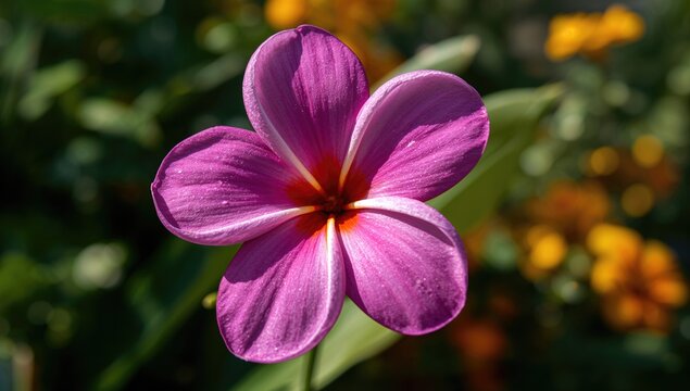 Vibrant Purple Velvet Plumeria Flower in Home Garden, seasonal beauty