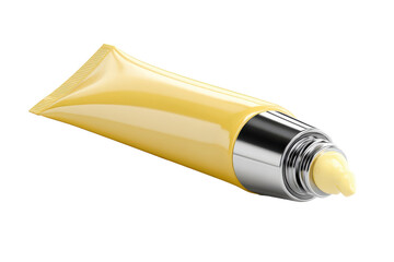 Cosmetic Cream Tube: An elegantly designed yellow cosmetic cream tube is showcased, offering a glimpse of the product, embodying purity and elegance.