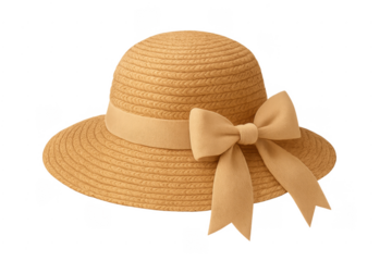 Straw sun hat with ribbon bow summer fashion