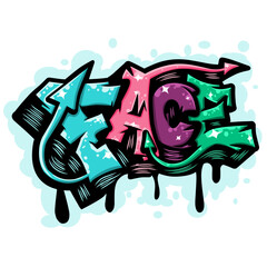 Face graffiti lettering typography art illustration