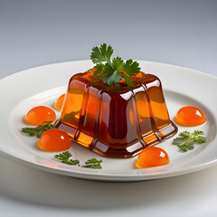 Amber Gelatin Dessert in Soft Studio Light