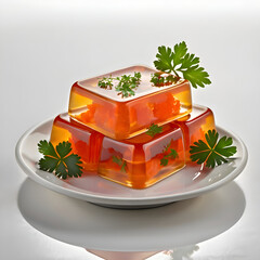 Orange Jelly Dessert with Dramatic Lighting