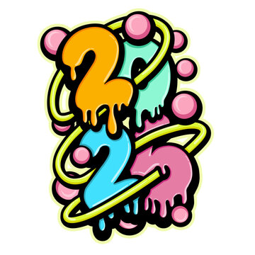 Happy new year 2026 graffiti art illustration