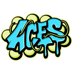 Aces graffiti lettering typography art illustration