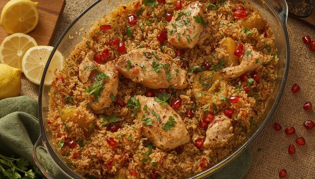Bulgur topped with roasted peppers and herbs, fiber-dense choice