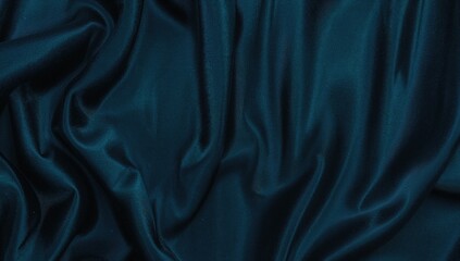 Fototapeta premium Elegant dark blue green silk satin fabric with soft folds, ideal for editorial layouts, Christmas.