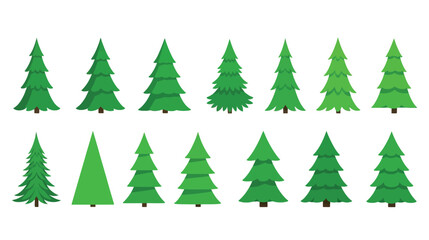 Obraz premium Collection of various green Christmas tree illustrations for holiday designs