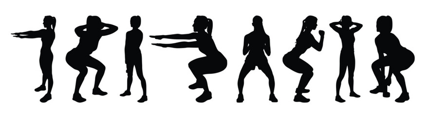 fitness silhouettes vector .