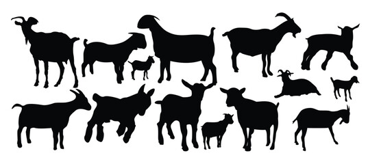 goat silhouette in black icons
