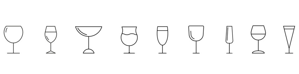 Wineglass icon vector set. alcohol drink illustration sign collection. goblet symbol. Bar logo.