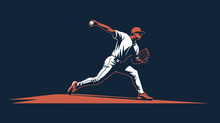 Dynamic baseball pitcher throwing ball with power and precision ready for the game featuring motion and energy in a dramatic sports scene