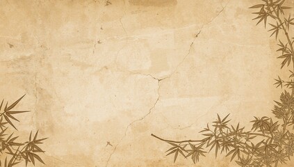 Vintage parchment background featuring bamboo design