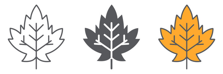Maple leaf icon, foliage and nature, autumn leaf sign, vector graphics, a linear pattern on a white background.