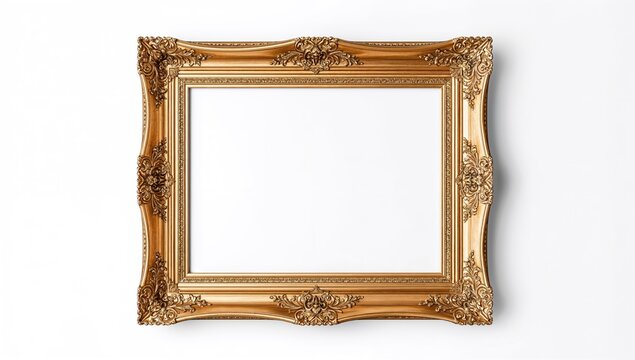 Gold frame surrounding artwork on a white backdrop, suitable for gallery display