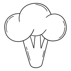 Hand-drawn doodle broccoli on a white background.