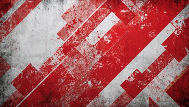 Grunge background featuring a mosaic of red and white elements, suitable for editorial header background