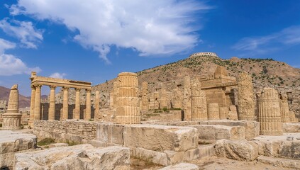 Fototapeta premium Persepolis, ancient capital of the Achaemenid Empire, showcasing architectural heritage, preservation