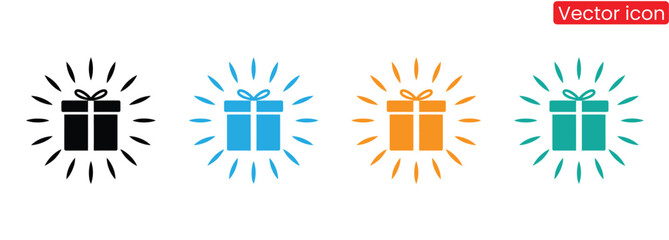 Vibrant gift icons radiate excitement and celebration, ideal for announcing sales, promotions, or special surprises that bring joy and delight.