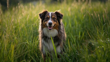 High canine standing amidst lush greenery