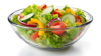 fresh vegetable salad in bowl isolated on white background 