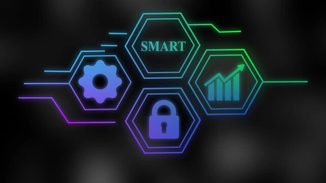 smart innovation background with digital interface lock icon gears and analytics chart representing security and data progress - Powered by Adobe