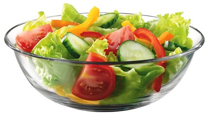 fresh vegetable salad in bowl isolated on white background 