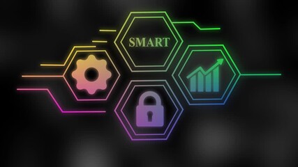 smart innovation background with digital interface lock icon gears and analytics chart representing security and data progress - Powered by Adobe