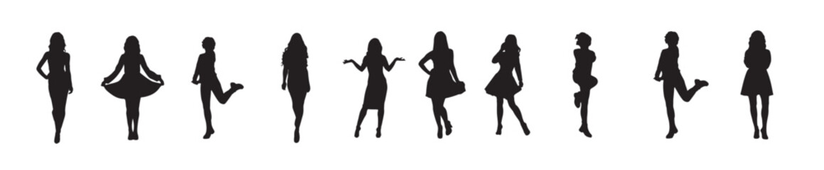  set of girl vector silhouettes 
